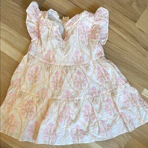 Floral Pink and White Kids Dress